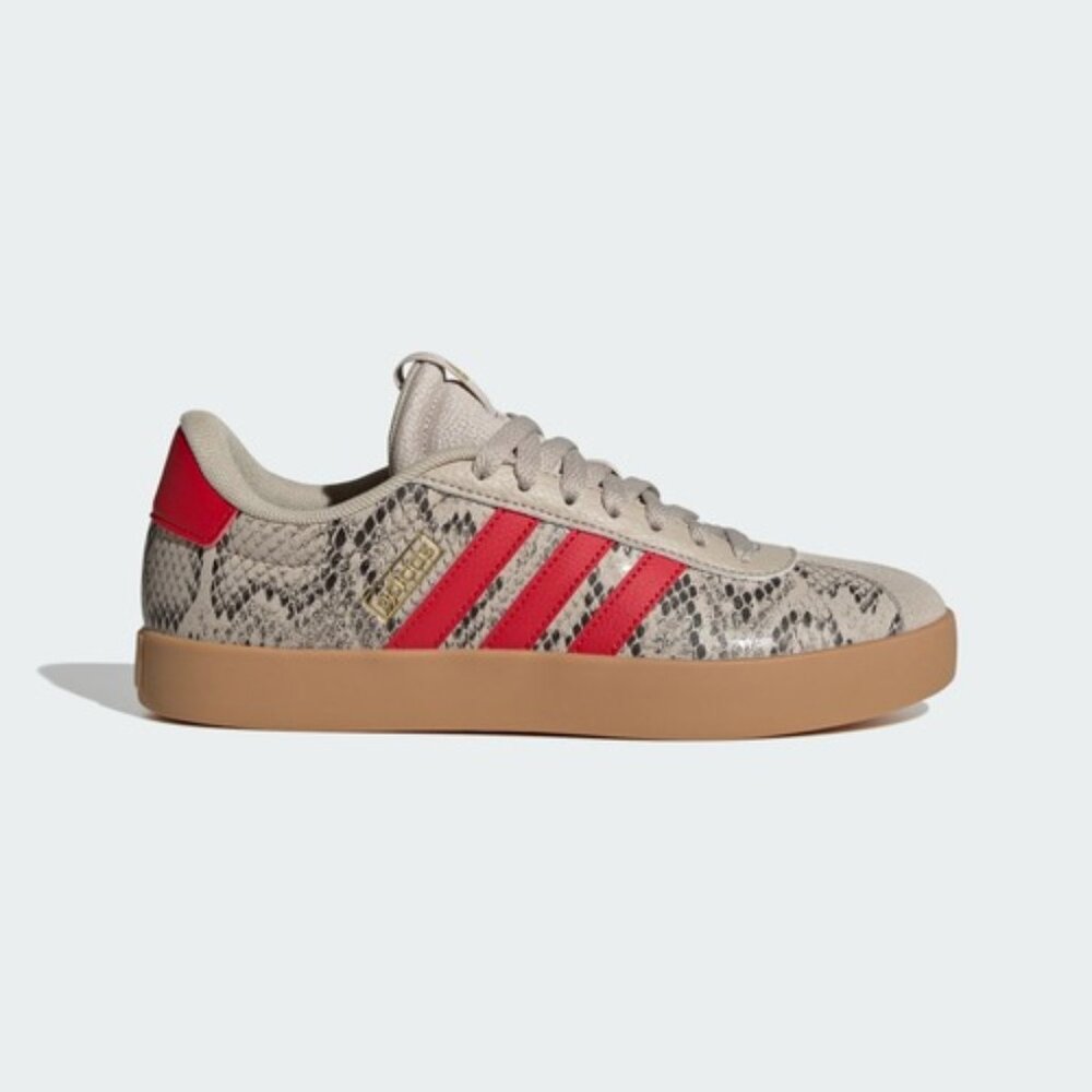 Adidas VL Court 3.0 Women Sneakers Beige Red Snakeskin Gum Sole JR8670 Size 7.5 - Picture 2 of 12